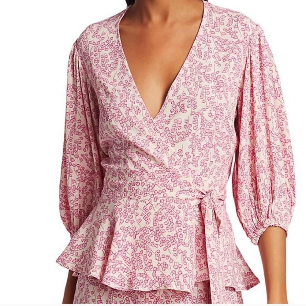 Ganni Cream and Pink Floral Top